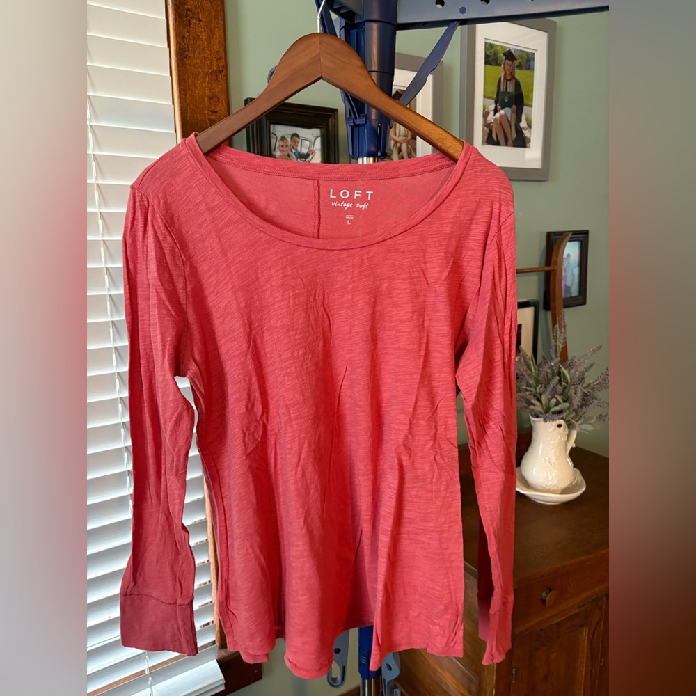 LOFT Vibrant Pink Long Sleeve Tee
